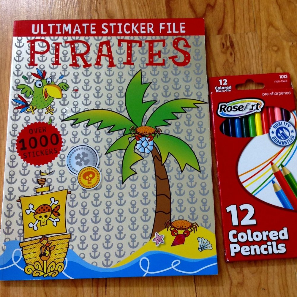 Ultimate Pirate Sticker Book & Colored Pencils